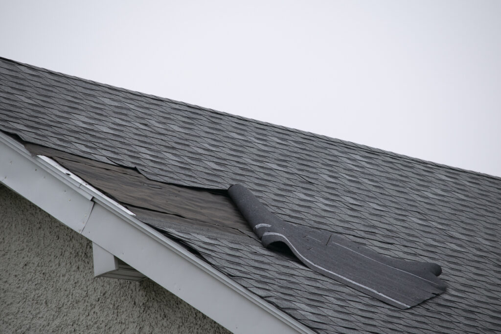 Missing, lifted, or flapping shingles