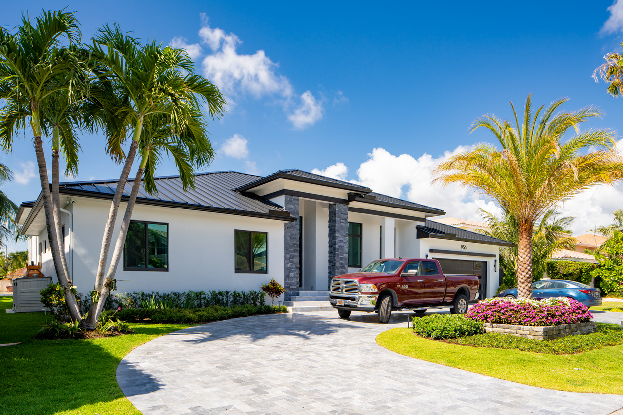 A single family home with a Standing Seam Metal roof