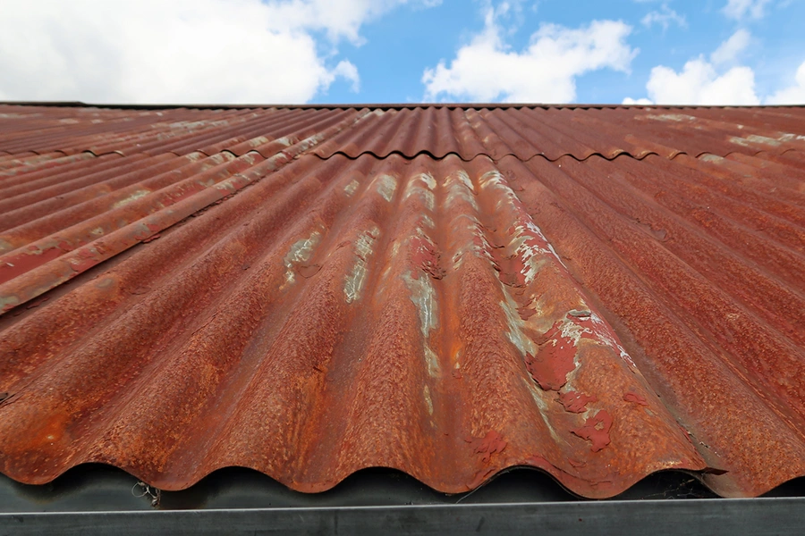 Red brown rusty corrugated iron roof
