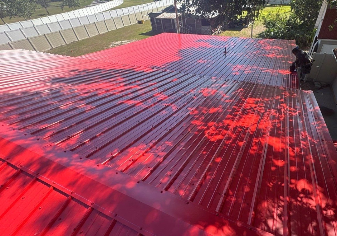 Classic rib regal-red roof installation and maintenance in Brandon, Florida